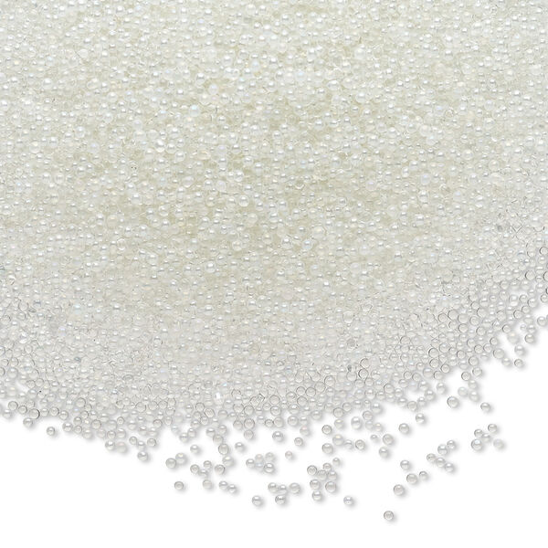 Bead, glass, translucent clear AB, 1mm undrilled micro round. Sold per 15-gram vial. image number 0