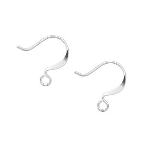 Ear wire fishhook 1pkg100 silver-plated, 15mm flat / open loop, 21 gauge brass 50 pair