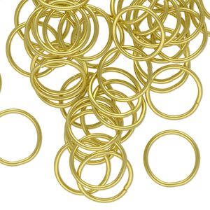 Jump ring, brass, 12mm round, 10mm inside diameter, 18 gauge. Sold per pkg of 100.