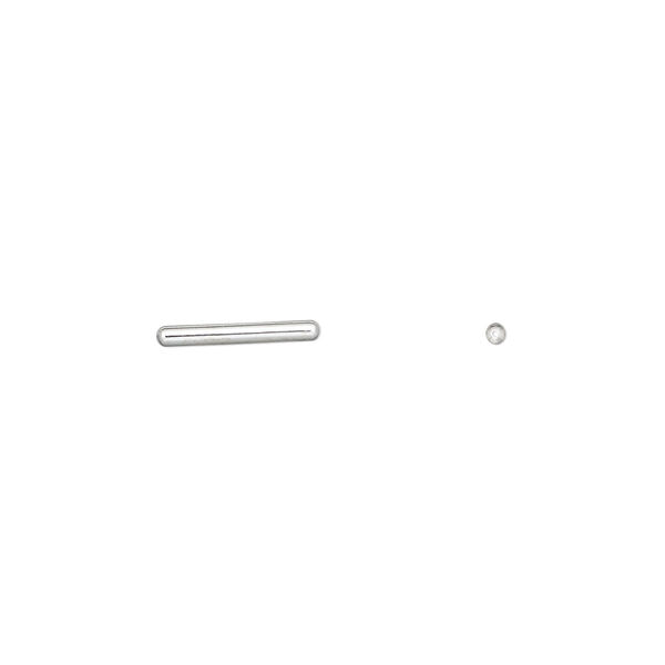 Bead, silver-plated brass, 11x1.5mm tube. Sold per pkg of 100. image number 0