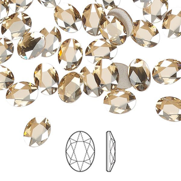 Flat back 6pk crystal golden shadow foil back, Crystal Passions® 8x6mm oval 2603 image number 0