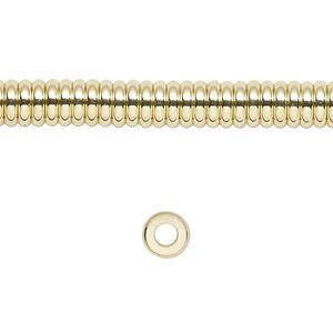 Bead, brass, 6x2mm slim rondelle with 2.5mm hole. Sold per 8-inch strand.