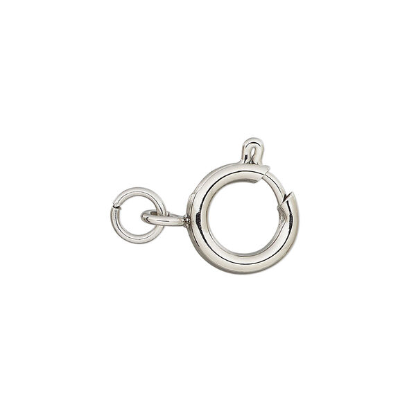 Clasp, springring, stainless steel, 12mm with open loop and jump ring. Sold per pkg of 2. image number 0