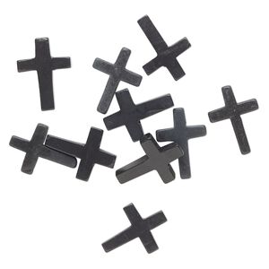 Blackstone 1pkg10, half-drilled cross bead 28x22mm-30x24mm
