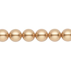 Pearl 250pk bright gold, Swarovski® 8mm round 5810