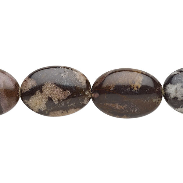 Bead, outback jasper (natural), 18x13mm puffed oval with 0.5-1.5mm hole, B grade, Mohs hardness 6-1/2 to 7. Sold per 8-inch strand, approximately 10 beads. image number 0
