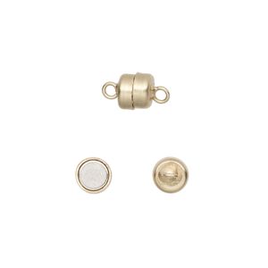 Clasp magnetic barrel 1pkg10, 7x6mm, antique gold-finished brass 1-strand