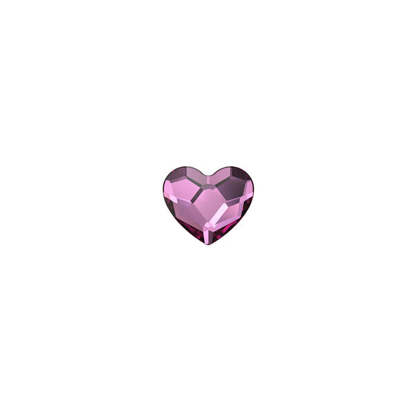 Flat back 24pk dark rose foil back, Crystal Passions® hotfix rhinestone 3.6mm heart 2808 image number 0
