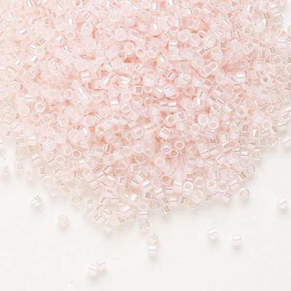 Seed bead, Delica®, glass, pkg/7.5g, #11 round, opaque inside dyed color luster baby pink (DB-0234). image number 0