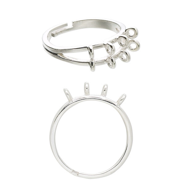 Ring component, sterling silver, 5mm wide with (8) 3mm loops, adjustable from size 6-8. Sold individually. image number 0