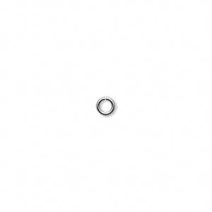 Jump ring, silver-plated brass, 4mm round, 2.4mm inside diameter, 20 gauge. Sold per pkg of 100.