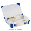 Organizer, acrylic and rubber, clear and blue, 9 x 6-1/4 x 2-1/4 inch rectangle with tray insert, 3-9 adjustable compartments. Sold individually. image number 0
