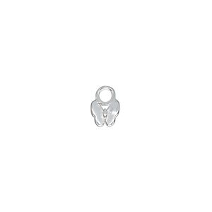 Charm, sterling silver, 5.5x5mm single-sided butterfly with 4mm closed round loop. Sold per pkg of 2.