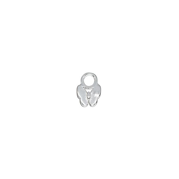 Charm, sterling silver, 5.5x5mm single-sided butterfly with 4mm closed round loop. Sold per pkg of 2. image number 0