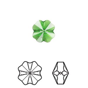 Bead 4pk fern green, Crystal Passions® 12mm clover 5752