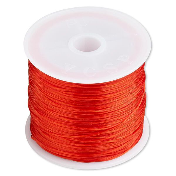 Cord, stretch, elastic floss, red, 0.5mm diameter, 3-pound test. Sold per 150-foot spool. image number 0