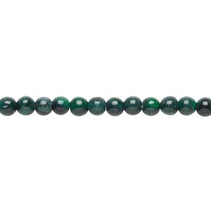Malachite 1pkg1, round bead natural 15 inch 3-4mm