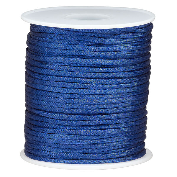 Cord, Satinweave™, nylon, royal blue, 2mm tighter weave. Sold per 200-foot spool. image number 0