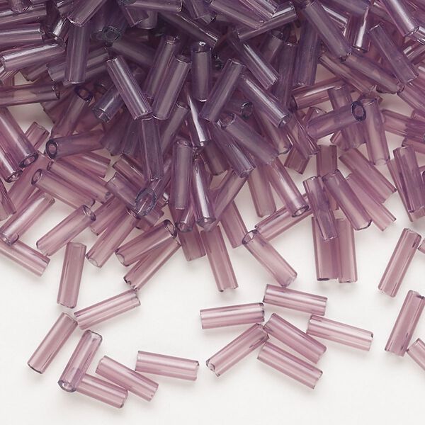 Bead, Preciosa Ornela Czech glass, bugle bead, pkg/500g, 1/4 inch, transparent light amethyst, (20010). image number 0