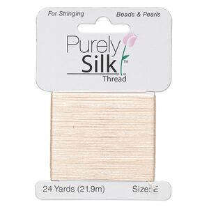 Thread, Purely Silk™, pink, size E. Sold per 24-yard card.