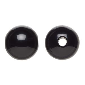 Black onyx 1pkg1, semi-round bead 18x17mm