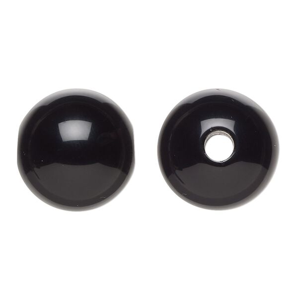 Black onyx 1pkg1, semi-round bead 18x17mm image number 0