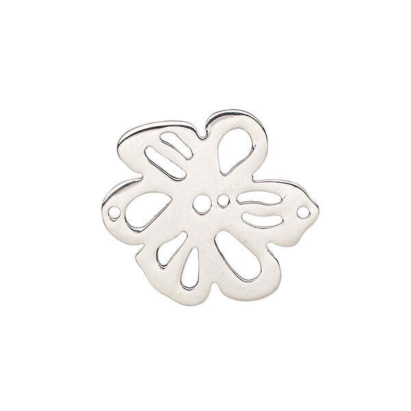 Link, stainless steel, 23x21mm flower with cutouts. Sold individually. image number 0