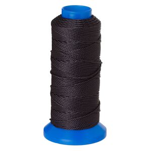 Cord, Griffin, nylon, black, 1.5mm, 99.8-pound test. Sold per 80-meter spool.