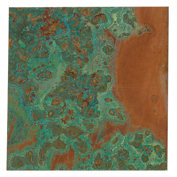 Sheet, Lillypilly, copper, verde patina, 3-inch single-sided square, 24 gauge. Sold individually. image number 0