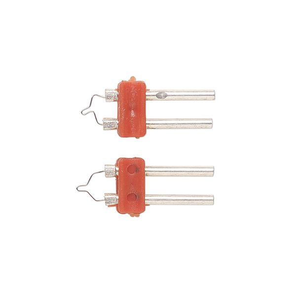 Replacement cord cutter tip, steel and ABS, silver and red, 15x7mm. Sold per pkg of 2. image number 0