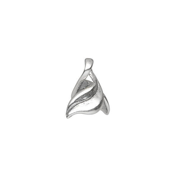 Bail, ice-pick, antiqued sterling silver, 11x8mm twisted leaf, 4mm grip length. Sold individually. image number 0