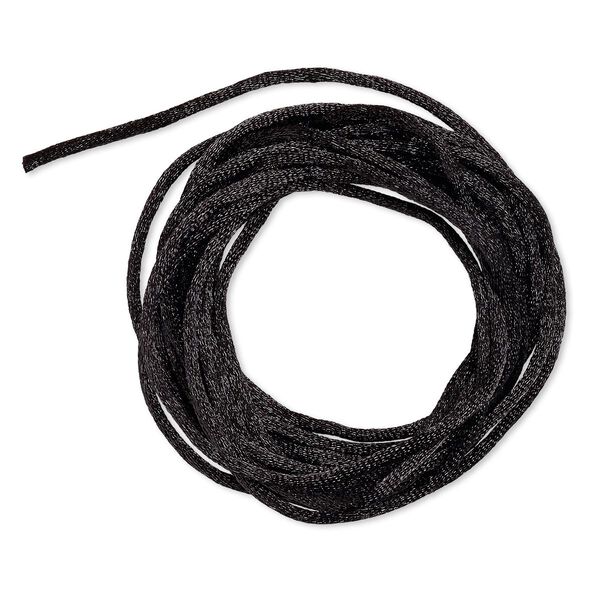 Cord, Satinique™, satin, black, 2mm regular. Sold per pkg of 10 feet. image number 0