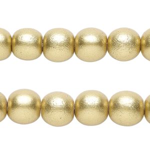 Taiwanese cheesewood 1pkg2, hand-cut painted round bead 15.5-16 inch metallic yellow gold 10mm
