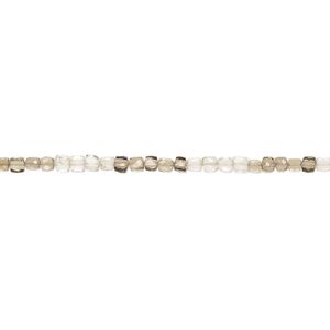 Multi-quartz 1pkg1, hand-cut faceted cube bead 10 inch 6x5mm-6x6mm