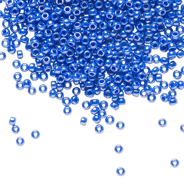 Seed bead, Miyuki, glass, pkg/25g, #11 rocaille, opaque luster cyan blue, (RR-432). image number 0
