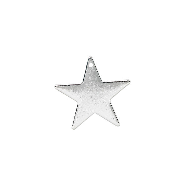 Charm, silver-plated brass, 17mm star. Sold per pkg of 10. image number 0
