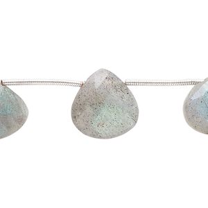 Labradorite 1pkg8, hand-cut top-drilled faceted puffed teardrop bead natural 113x12mm-16mm