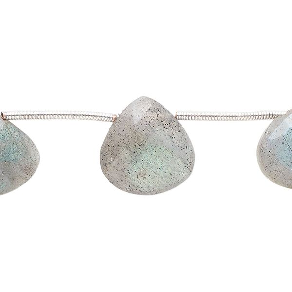 Labradorite 1pkg8, hand-cut top-drilled faceted puffed teardrop bead natural 113x12mm-16mm image number 0