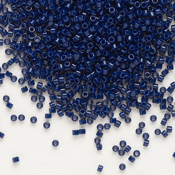 Seed bead, Delica®, glass, pkg/7.5g, #11 round, Duracoat® opaque outside dyed dark navy blue (DB-2144). image number 0