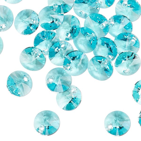Drop 144pk light turquoise, Swarovski® 8mm pendant mini disk 6428 image number 1