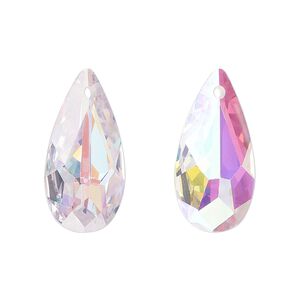 Drop, cubic zirconia, clear AB, 24x12mm hand-drilled faceted teardrop, Mohs hardness 8-1/2. Sold individually.