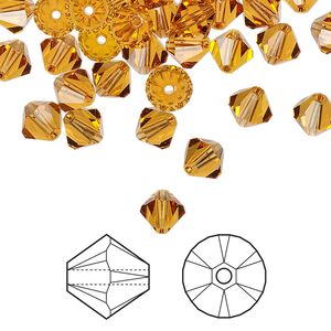 Bead 144pk topaz, Crystal Passions® 6mm bicone 5328