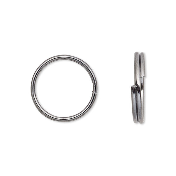 Split ring, gunmetal-finished steel, 10mm round with 8.5mm inside diameter. Sold per pkg of 1,000. image number 0