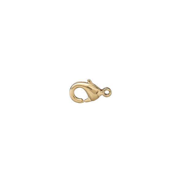 Clasp, lobster claw, gold-plated brass, 7x5mm. Sold per pkg of 10. image number 0