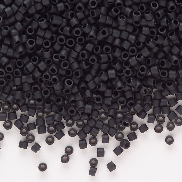 Seed bead, Delica®, glass, pkg/7.5g, #10 round, opaque matte black (DBM-0310). image number 0