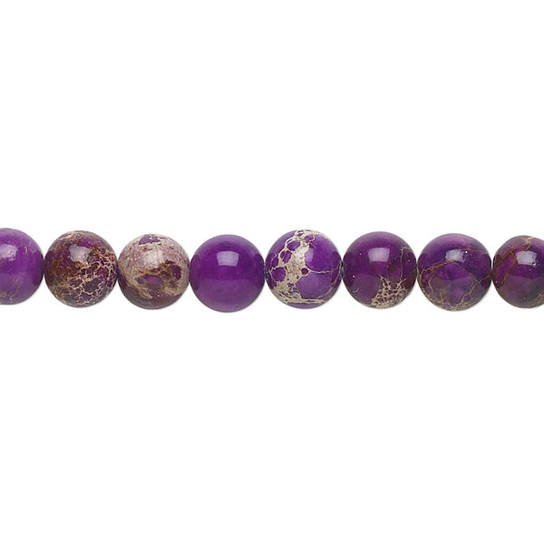 Bead, magnesite (dyed / stabilized), purple, 6mm round, B grade, Mohs hardness 3-1/2 to 4. Sold per 15-1/2" to 16" strand. image number 0