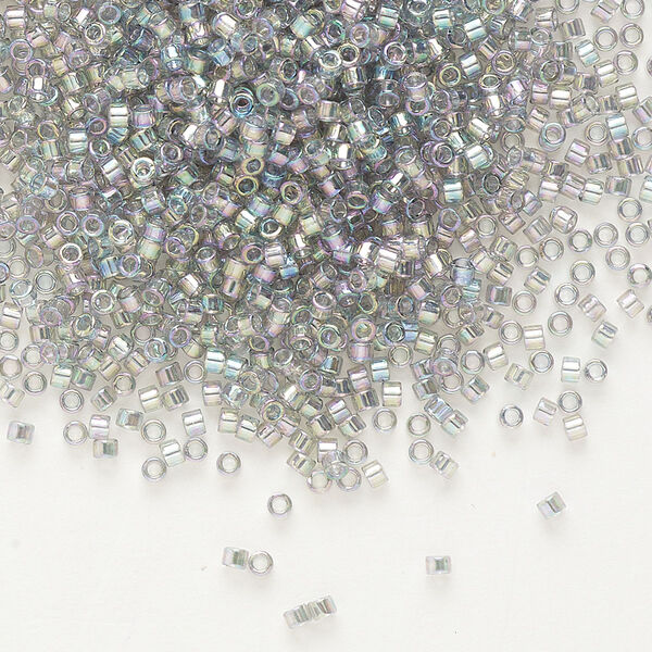 Seed bead, Delica®, glass, pkg/7.5g, #11 round, translucent rainbow gold luster grey (DB-0107). image number 0
