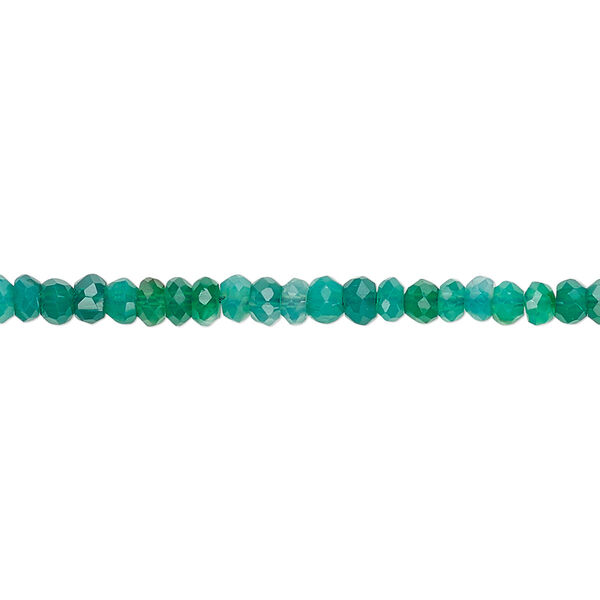 Bead 1pkg1 green onyx, 3x2-4x3mm hand-cut faceted rondelle C grade, 13 inch dyed image number 0