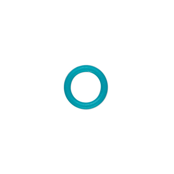 Component, Oh! Ring™, silicone, turquoise blue, 12mm round with 8mm hole. Sold per pkg of 200. image number 0