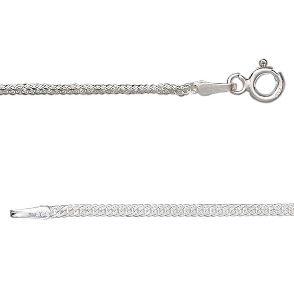Chain, sterling silver, 2mm double curb, 18 inches. Sold individually. image number 0
